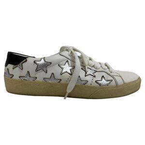 Saint Laurent SL/06 Star Low-Top Sneakers in White Calf Leather